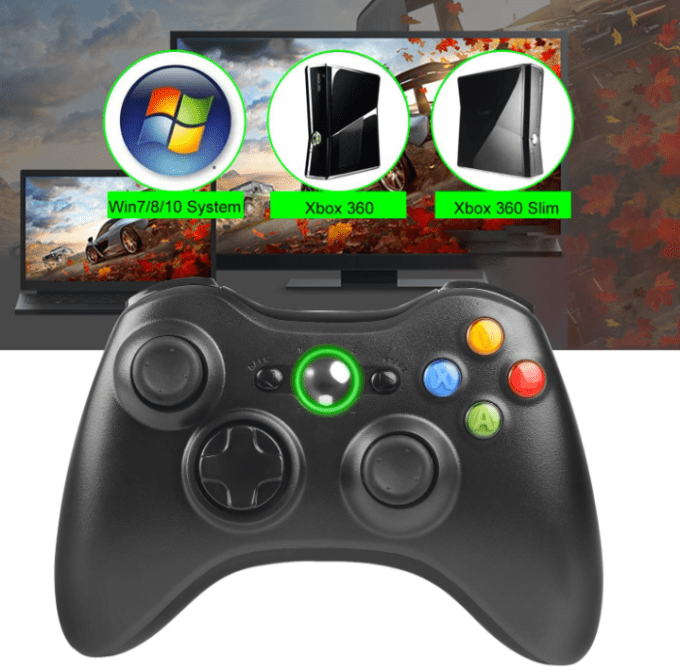 Manette 2,4 GHz pour PC, Manette sans Fil Xbox 360 avec récepteur, Double Vibration Design Ergonomiq