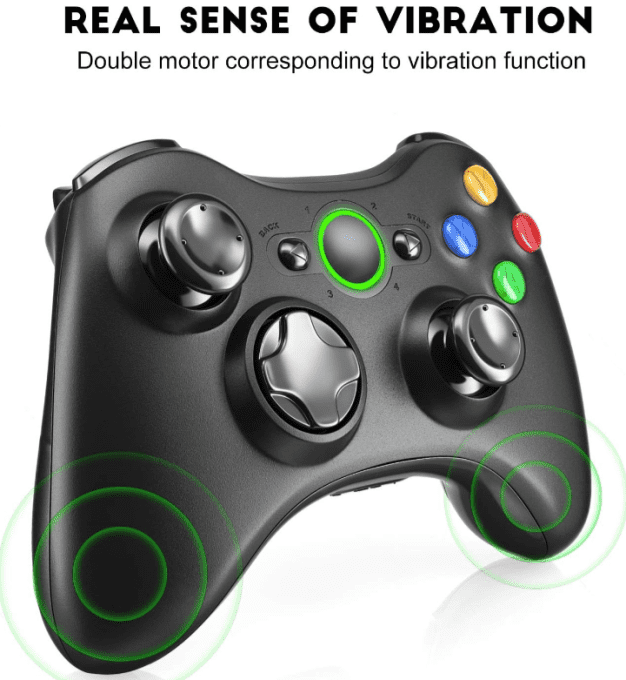 Manette 2,4 GHz pour PC, Manette sans Fil Xbox 360 avec récepteur, Double Vibration Design Ergonomiq
