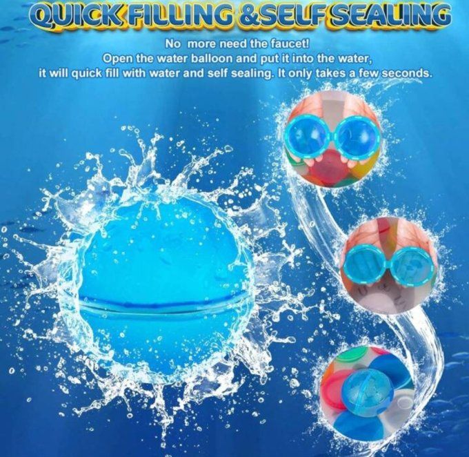 bombes d'eau réutilisables magnétiques avec sac en filet, balles d'eau en silicone sans latex