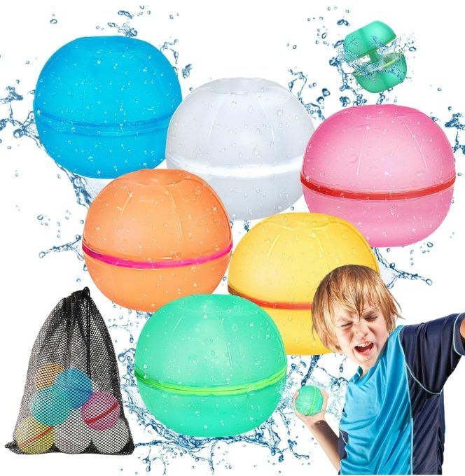 bombes d'eau réutilisables magnétiques avec sac en filet, balles d'eau en silicone sans latex