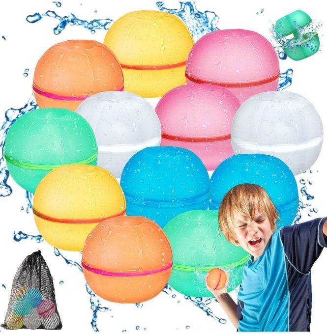 bombes d'eau réutilisables magnétiques avec sac en filet, balles d'eau en silicone sans latex