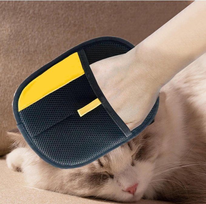 Gant Anti-Poils pour Chats et Chiens – Filet Doux Lavable – Enlève Poils sur Vêtements et Canapés