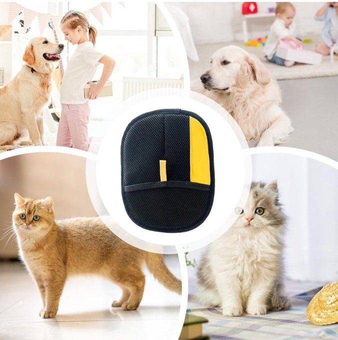 Gant Anti-Poils pour Chats et Chiens – Filet Doux Lavable – Enlève Poils sur Vêtements et Canapés