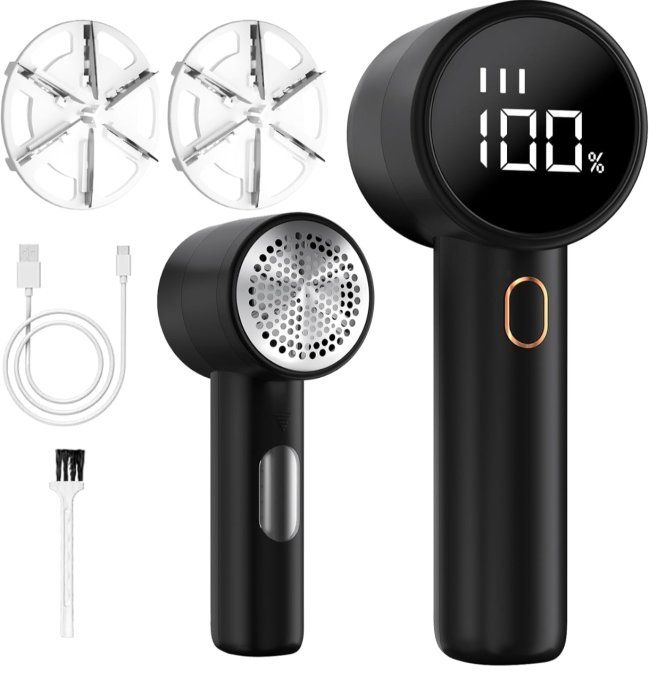 Rasoir Anti-Bouloche Électrique Rechargeable USB-C – Écran LED 3 Vitesses – Noir