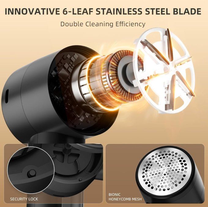 Rasoir Anti-Bouloche Électrique Rechargeable USB-C – Écran LED 3 Vitesses – Noir