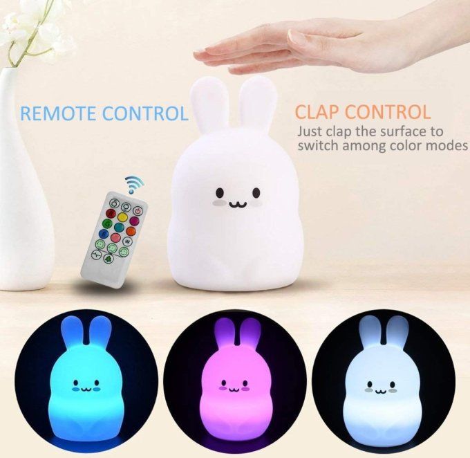 Veilleuse Enfant Lapin LED – Douce Lumière & Télécommande