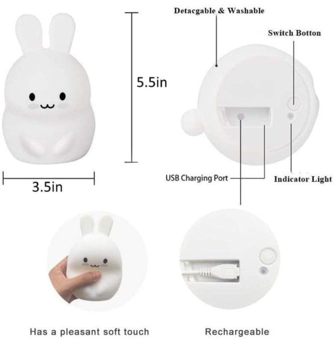 Veilleuse Enfant Lapin LED – Douce Lumière & Télécommande