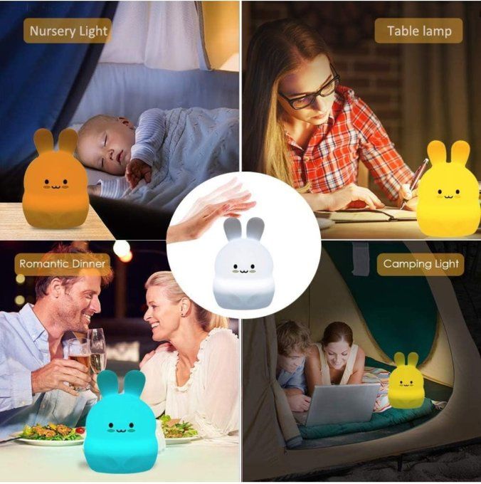Veilleuse Enfant Lapin LED – Douce Lumière & Télécommande
