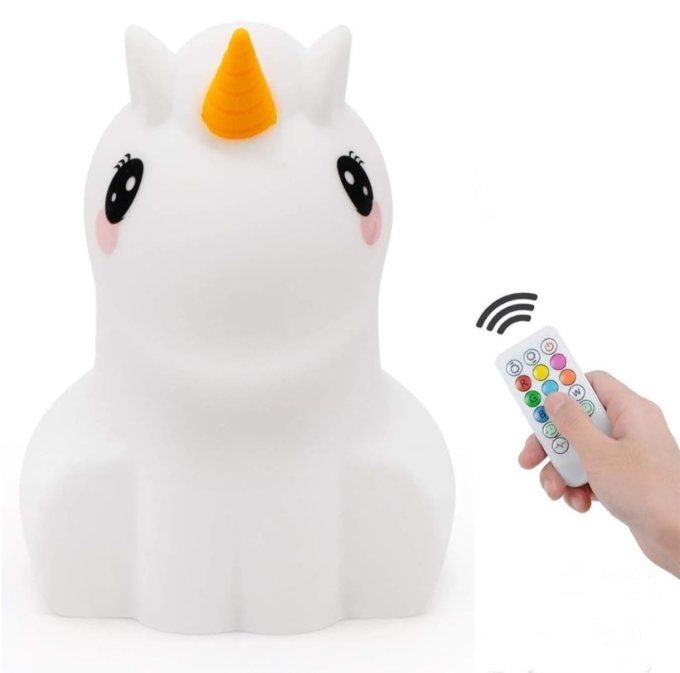 Veilleuse Enfant Licorne LED – Télécommande & Recharge USB