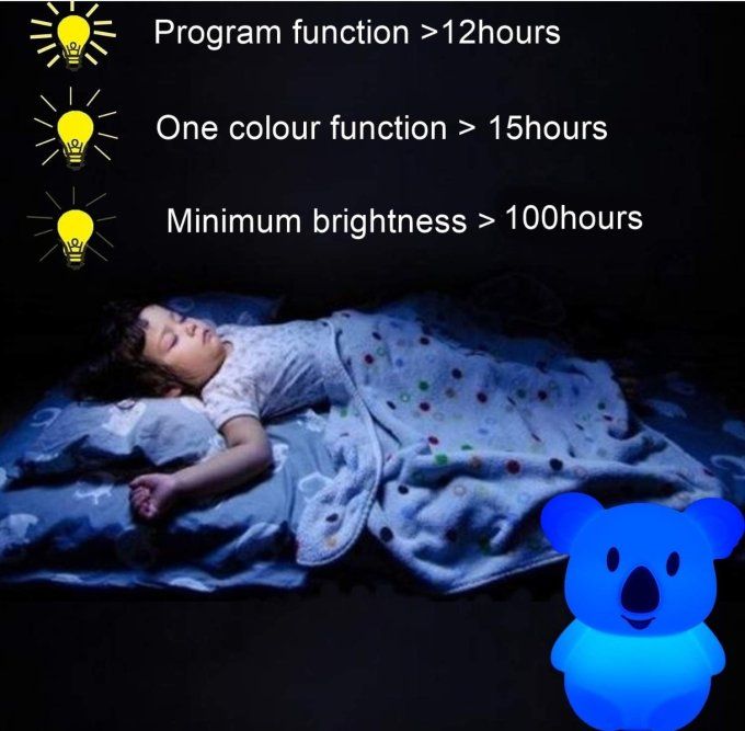 Veilleuse Enfant Koala LED – Rechargeable, Tactile & Télécommande
