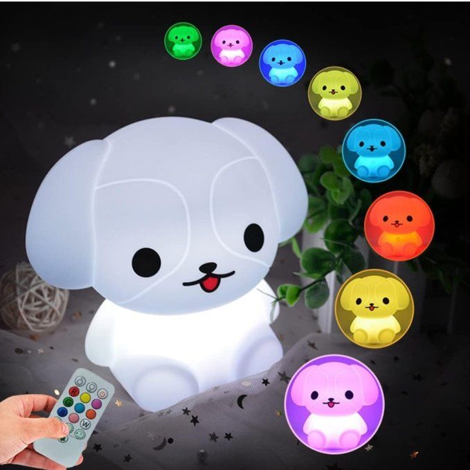 Veilleuse Enfant Chien LED – Télécommande & Lumière Douce