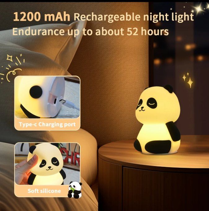 Veilleuses Enfants Animaux LED – Rechargeables & Télécommande – Panda
